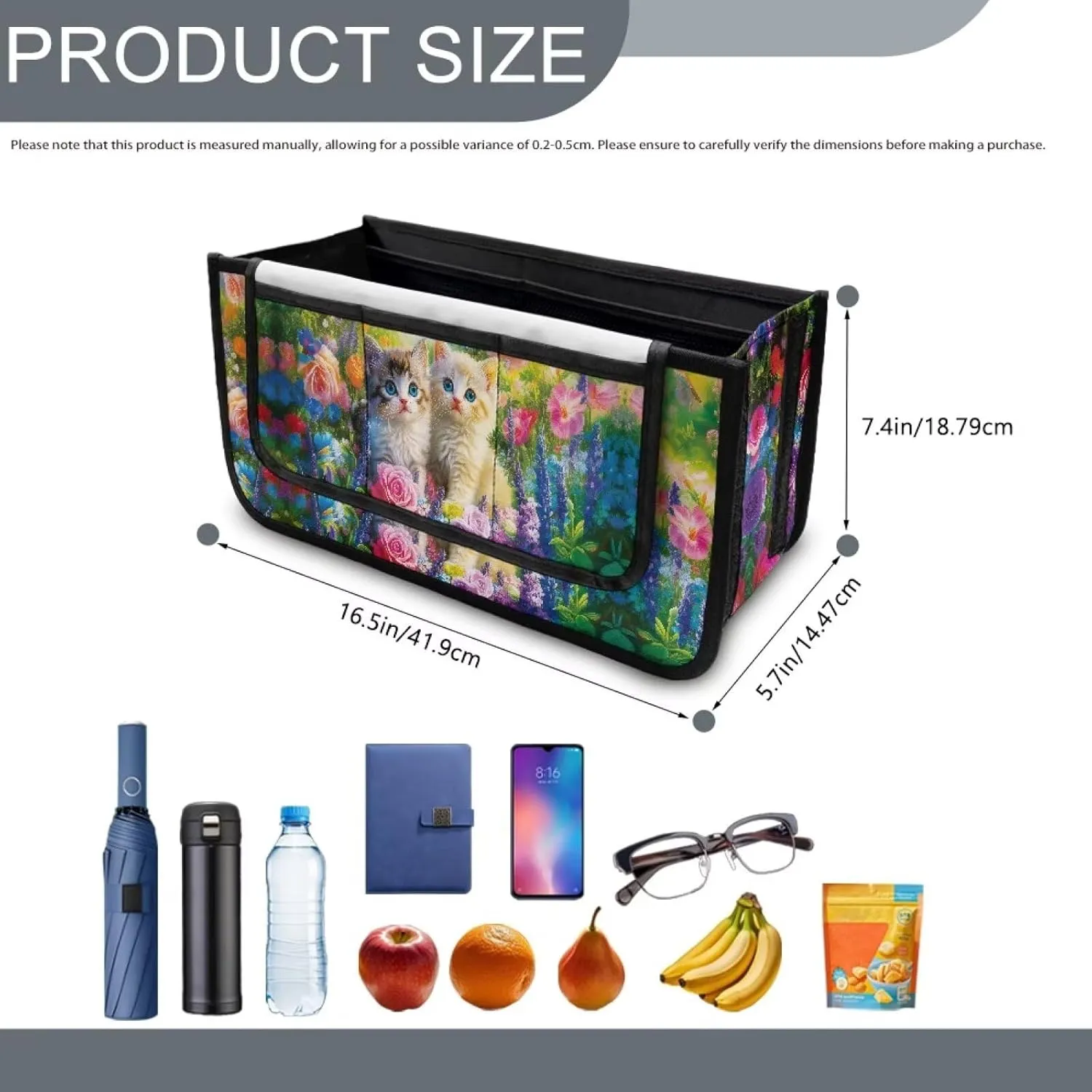 Cute Cats Flowers Rollator Bag with Storage Pockets Walker Basket Walker Accessories Walker Bags for Folding Walker for Elderly Gifts