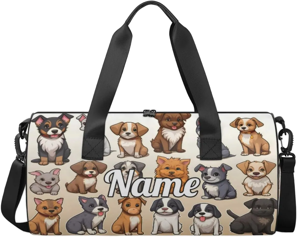 Cute Dance Bag Sport Duffel Gymnastics Sport Bags Custom Ballet Bag Overnight Weekender Bag Waterproof Pattern, Dog