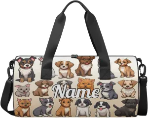 Cute Dance Bag Sport Duffel Gymnastics Sport Bags Custom Ballet Bag Overnight Weekender Bag Waterproof Pattern, Dog