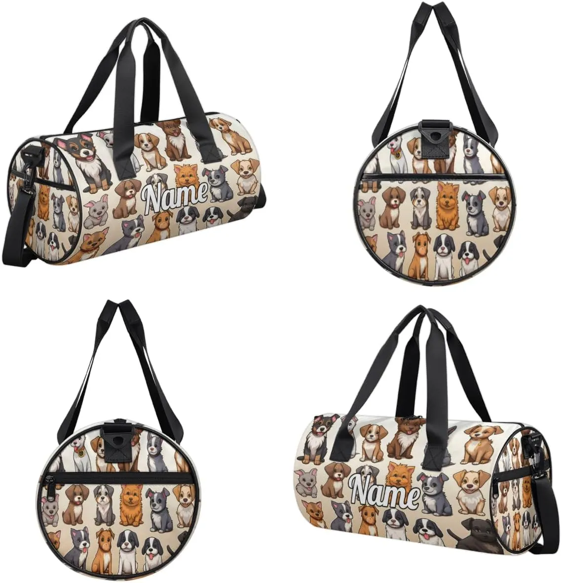 Cute Dance Bag Sport Duffel Gymnastics Sport Bags Custom Ballet Bag Overnight Weekender Bag Waterproof Pattern, Dog