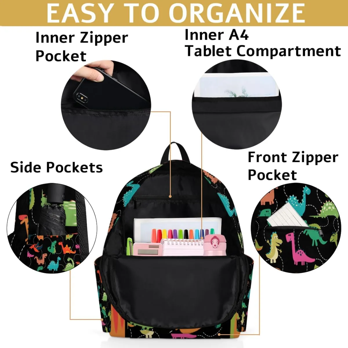 Cute Dinosaur Kids Backpack for Boys Girls Animal Pattern Preschool Toddler Backpack Kindergarten Nursery Bookbag Travel Children Lightweight School Bag