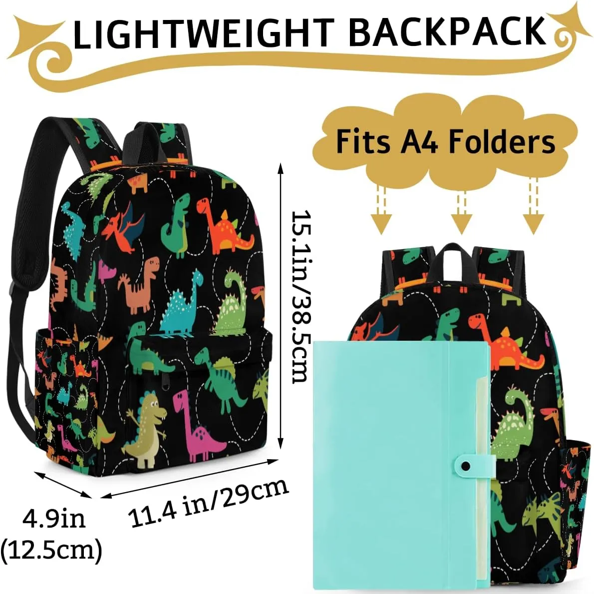 Cute Dinosaur Kids Backpack for Boys Girls Animal Pattern Preschool Toddler Backpack Kindergarten Nursery Bookbag Travel Children Lightweight School Bag