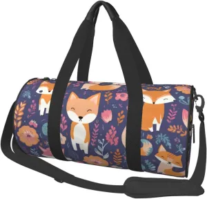Cute Floral Animal Pattern Printed Sports Gym Bag for Men Women Foldable Duffel Bag Carry On Weekender Bag for Travel Sports