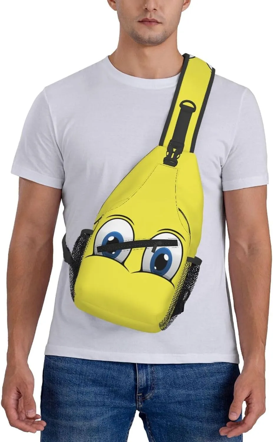 Cute Funny Cartoon Sketch Eyes Crossbody Bag Cross Chest Bag Adjustable Sling Backpack Sports Gym Shoulder Bags Travel Cycling Daypack Diagonally Casual Rucksack