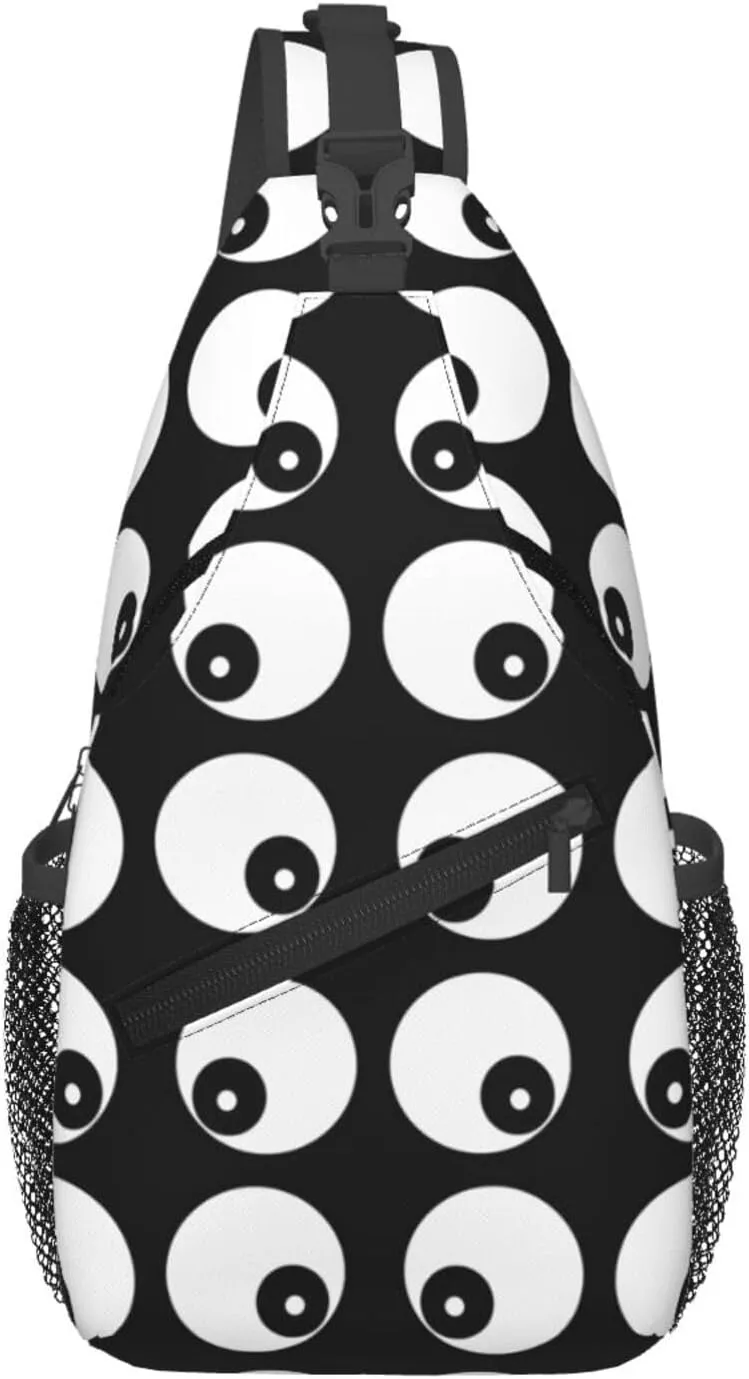 Cute Funny Cartoon Sketch Eyes Crossbody Bag Cross Chest Bag Adjustable Sling Backpack Sports Gym Shoulder Bags Travel Cycling Daypack Diagonally Casual Rucksack
