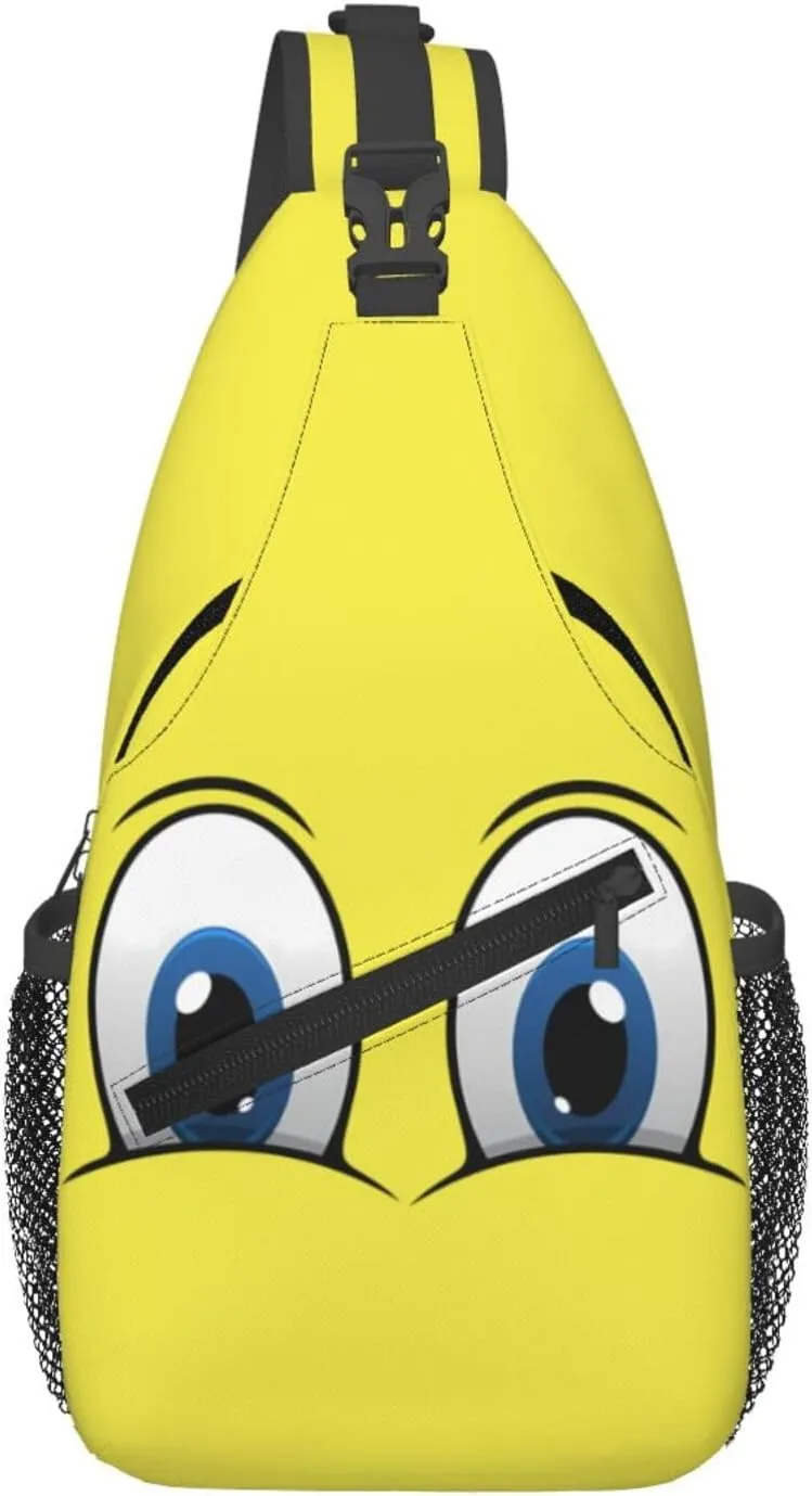 Cute Funny Cartoon Sketch Eyes Crossbody Bag Cross Chest Bag Adjustable Sling Backpack Sports Gym Shoulder Bags Travel Cycling Daypack Diagonally Casual Rucksack