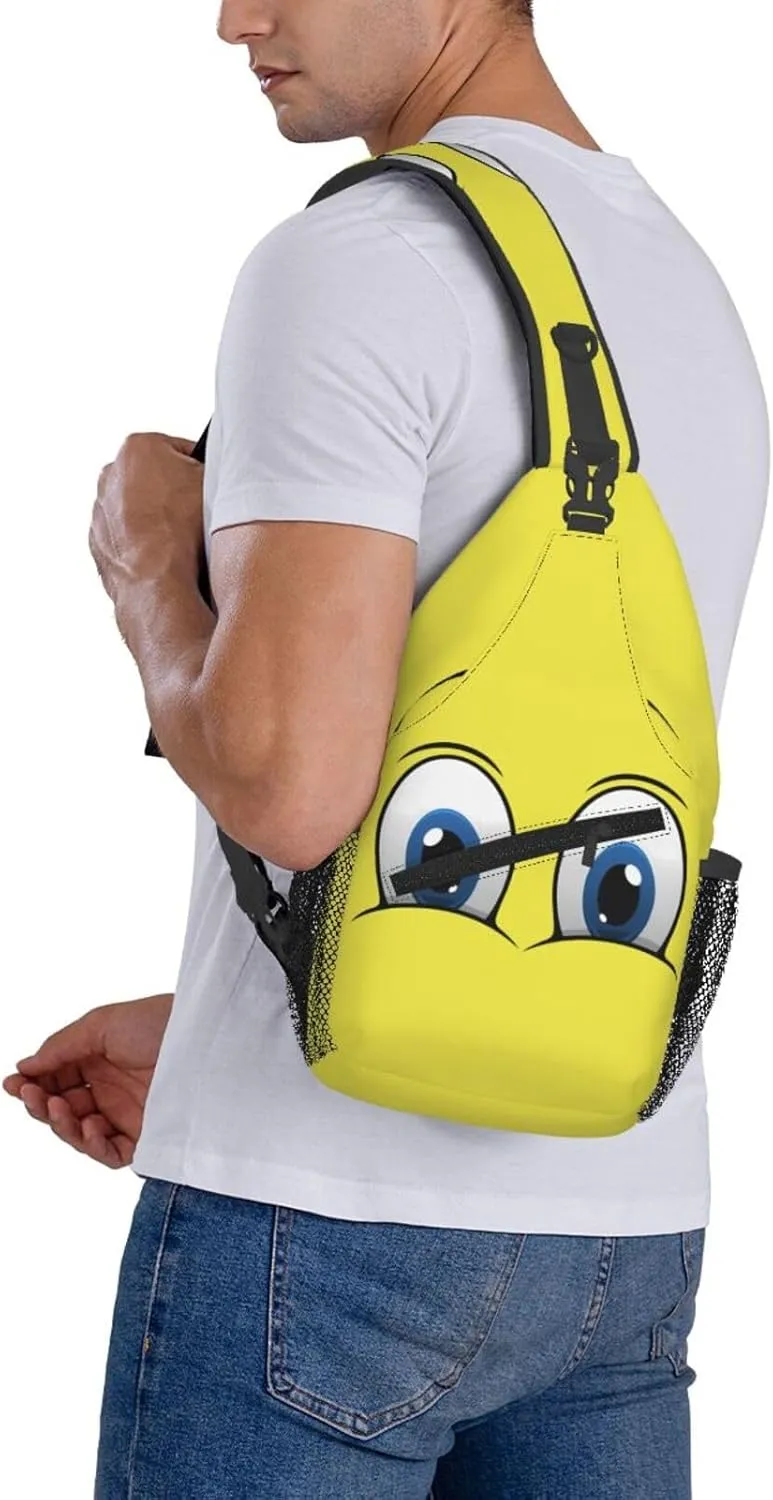 Cute Funny Cartoon Sketch Eyes Crossbody Bag Cross Chest Bag Adjustable Sling Backpack Sports Gym Shoulder Bags Travel Cycling Daypack Diagonally Casual Rucksack