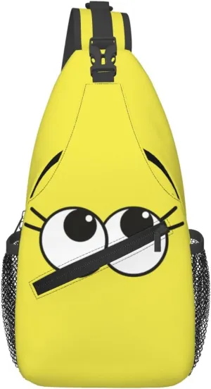 Cute Funny Cartoon Sketch Eyes Crossbody Bag Cross Chest Bag Adjustable Sling Backpack Sports Gym Shoulder Bags Travel Cycling Daypack Diagonally Casual Rucksack