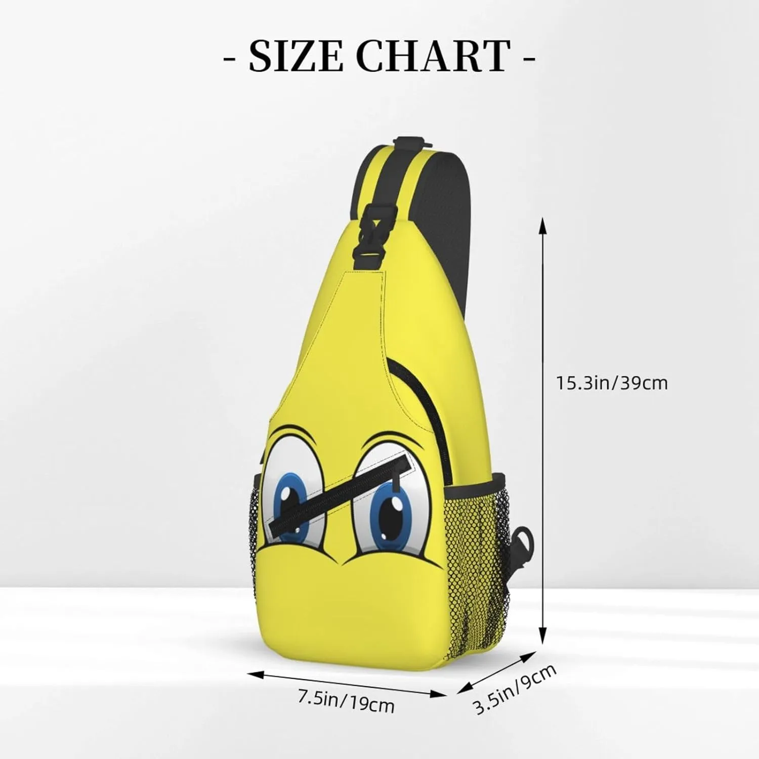 Cute Funny Cartoon Sketch Eyes Crossbody Bag Cross Chest Bag Adjustable Sling Backpack Sports Gym Shoulder Bags Travel Cycling Daypack Diagonally Casual Rucksack