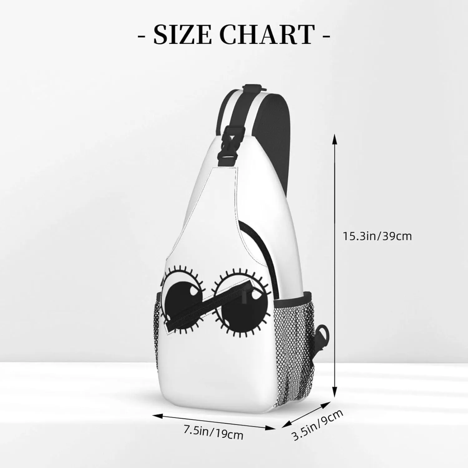 Cute Funny Cartoon Sketch Eyes Crossbody Bag Cross Chest Bag Adjustable Sling Backpack Sports Gym Shoulder Bags Travel Cycling Daypack Diagonally Casual Rucksack