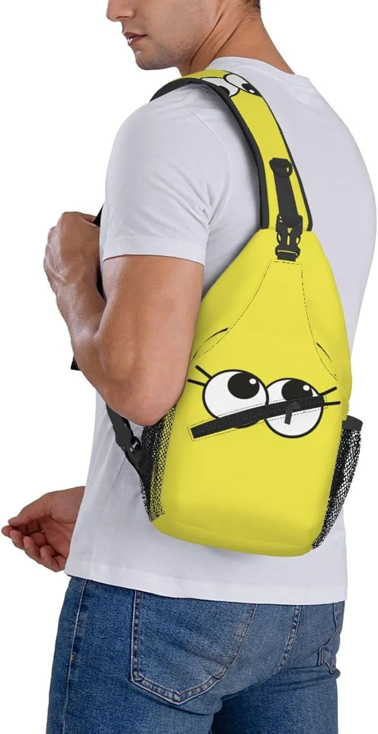 Cute Funny Cartoon Sketch Eyes Crossbody Bag Cross Chest Bag Adjustable Sling Backpack Sports Gym Shoulder Bags Travel Cycling Daypack Diagonally Casual Rucksack