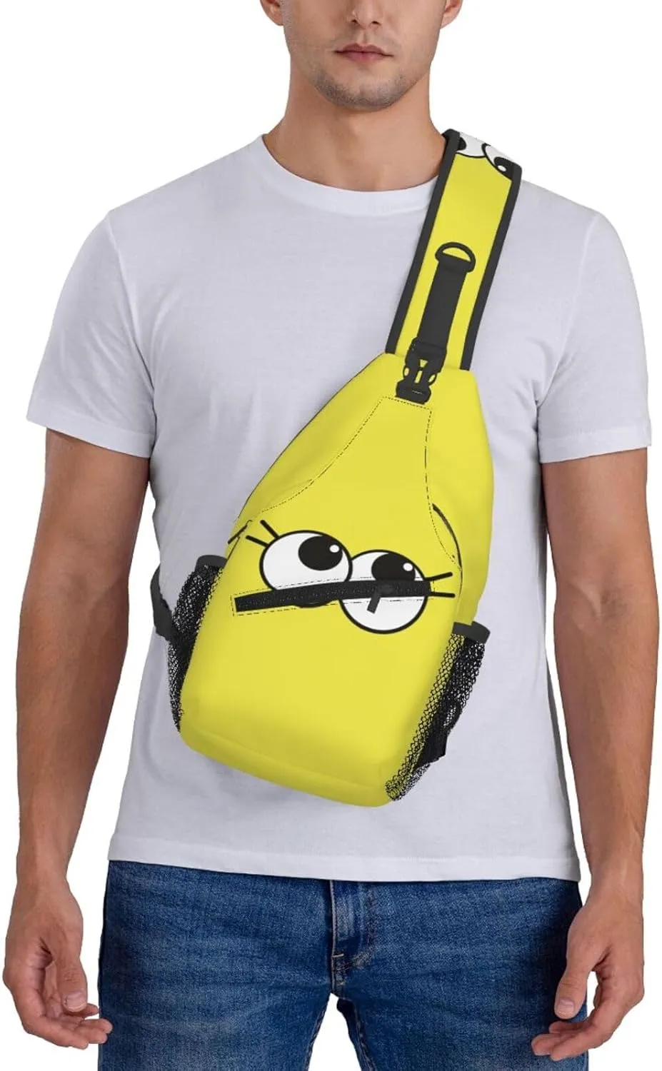 Cute Funny Cartoon Sketch Eyes Crossbody Bag Cross Chest Bag Adjustable Sling Backpack Sports Gym Shoulder Bags Travel Cycling Daypack Diagonally Casual Rucksack