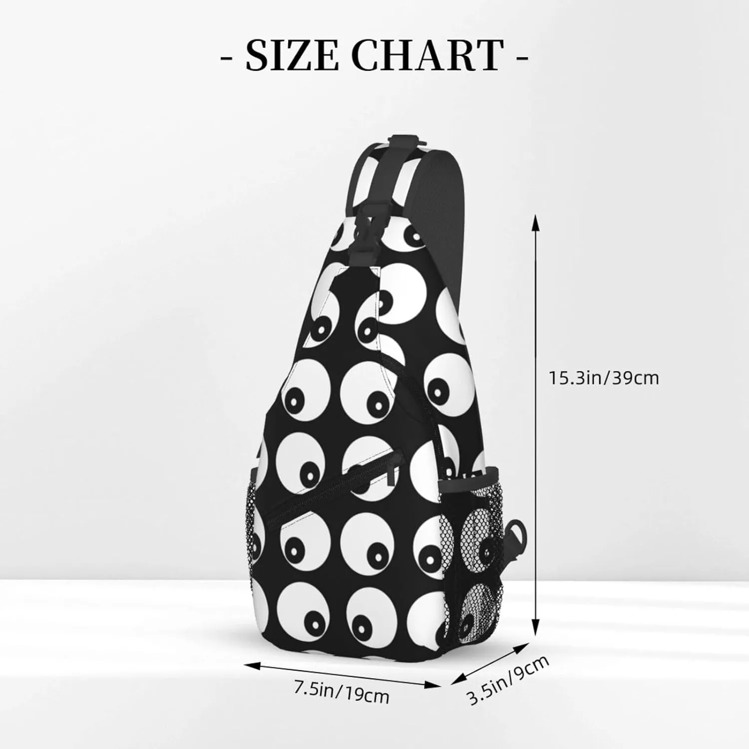 Cute Funny Cartoon Sketch Eyes Crossbody Bag Cross Chest Bag Adjustable Sling Backpack Sports Gym Shoulder Bags Travel Cycling Daypack Diagonally Casual Rucksack
