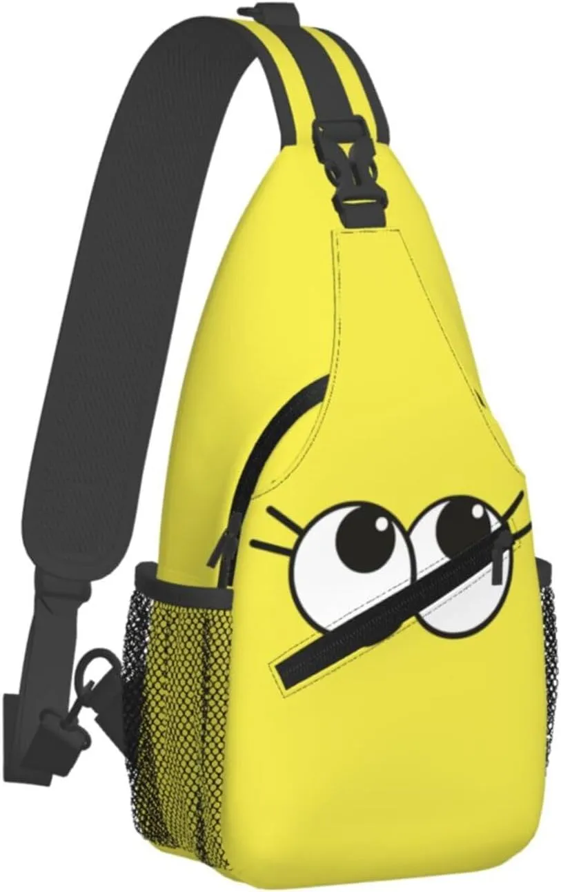 Cute Funny Cartoon Sketch Eyes Crossbody Bag Cross Chest Bag Adjustable Sling Backpack Sports Gym Shoulder Bags Travel Cycling Daypack Diagonally Casual Rucksack