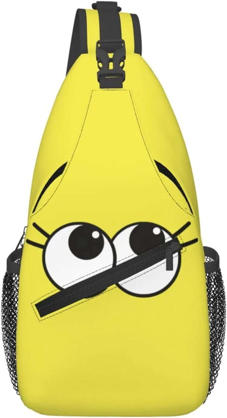 Cute Funny Cartoon Sketch Eyes Crossbody Bag Cross Chest Bag Adjustable Sling Backpack Sports Gym Shoulder Bags Travel Cycling Daypack Diagonally Casual Rucksack