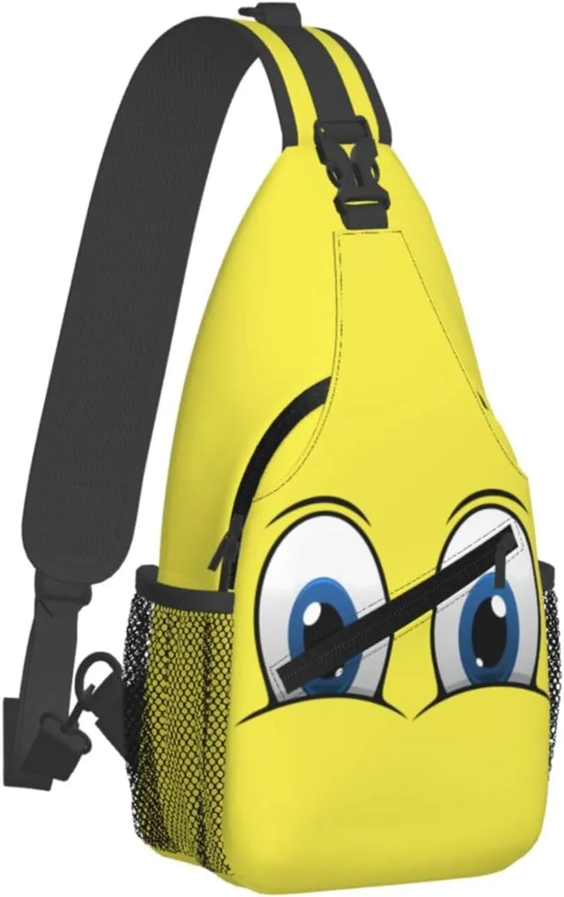 Cute Funny Cartoon Sketch Eyes Crossbody Bag Cross Chest Bag Adjustable Sling Backpack Sports Gym Shoulder Bags Travel Cycling Daypack Diagonally Casual Rucksack