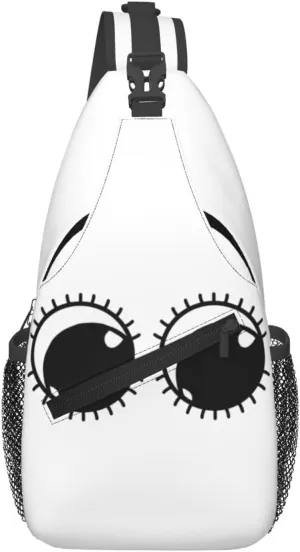 Cute Funny Cartoon Sketch Eyes Crossbody Bag Cross Chest Bag Adjustable Sling Backpack Sports Gym Shoulder Bags Travel Cycling Daypack Diagonally Casual Rucksack