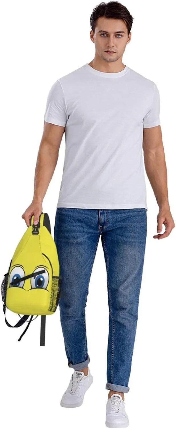 Cute Funny Cartoon Sketch Eyes Crossbody Bag Cross Chest Bag Adjustable Sling Backpack Sports Gym Shoulder Bags Travel Cycling Daypack Diagonally Casual Rucksack