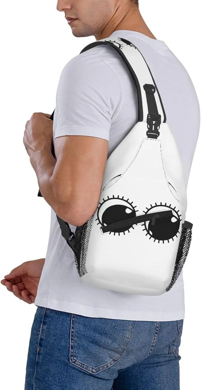 Cute Funny Cartoon Sketch Eyes Crossbody Bag Cross Chest Bag Adjustable Sling Backpack Sports Gym Shoulder Bags Travel Cycling Daypack Diagonally Casual Rucksack