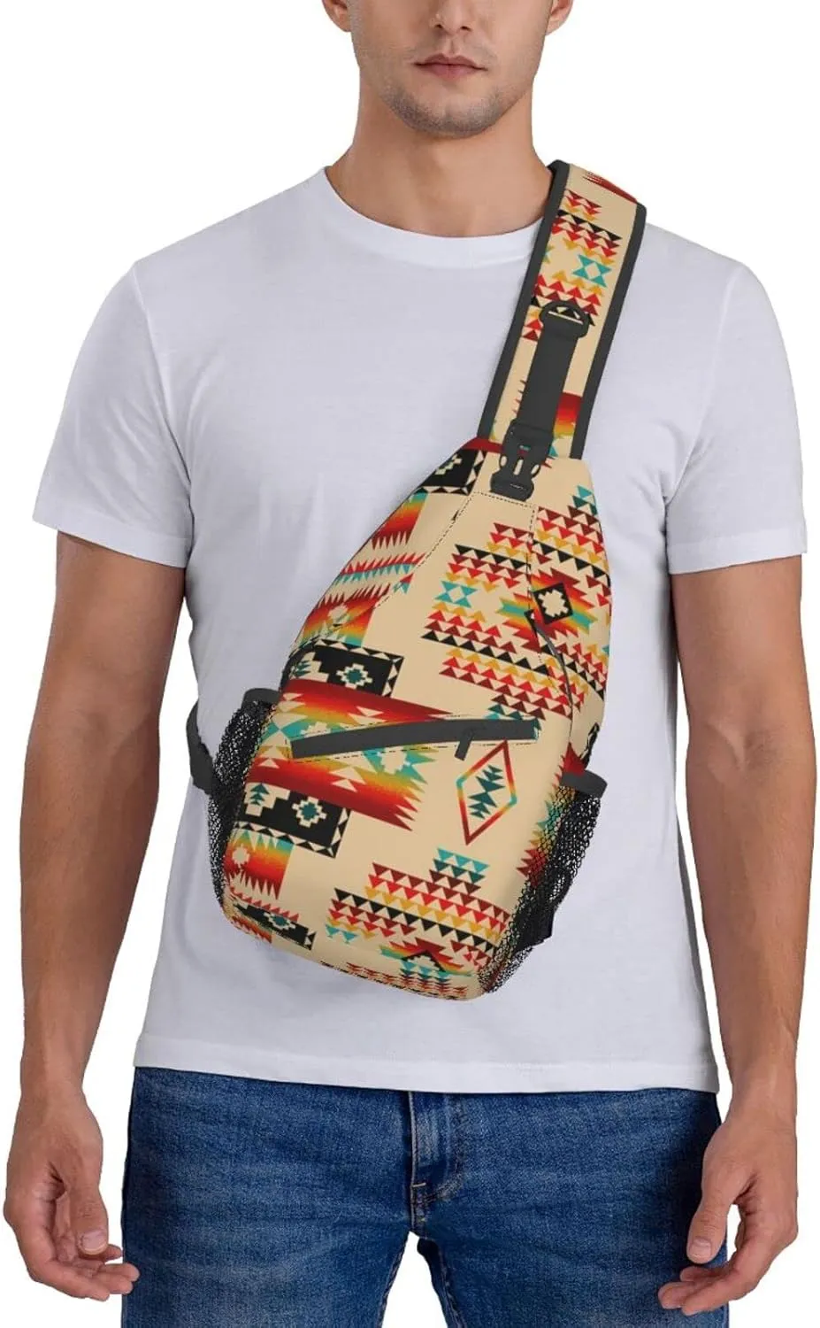 Cute Native American Sling Backpack Casual Indian Chest Bags Crossbody Travel Hiking Daypack For Women Men