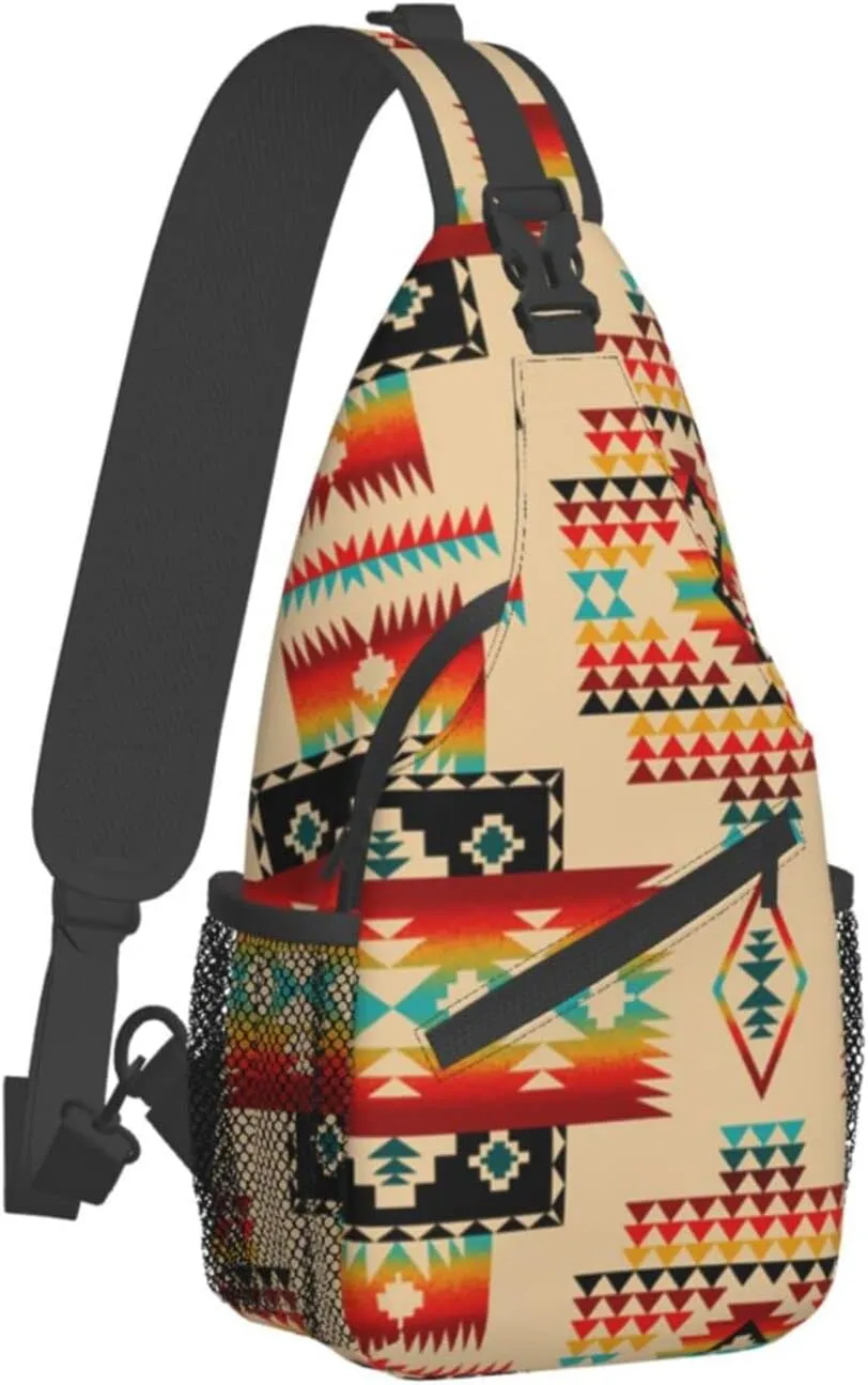 Cute Native American Sling Backpack Casual Indian Chest Bags Crossbody Travel Hiking Daypack For Women Men