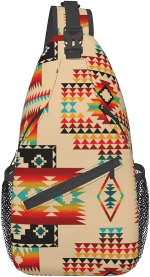 Cute Native American Sling Backpack Casual Indian Chest Bags Crossbody Travel Hiking Daypack For Women Men