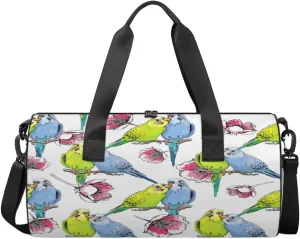 Cute Parrot Flower Sports Gym Bag Workout Lightweight Duffel Bags Shoulder Weekender Bag Travel Duffel Bag for Men and Women(Tropic Bird Pattern)