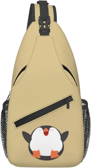 Cute Penguin Fat Guy Sleeping Crossbody Bags For Women Men Chest Backpack Gym Shoulder Bag Travel Outdoor Sports Casual Crossbody Bags