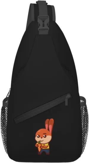Cute Rabbit Holding A Carrot Crossbody Bags For Women Men Chest Backpack Gym Shoulder Bag Travel Outdoor Sports Casual Crossbody Bags