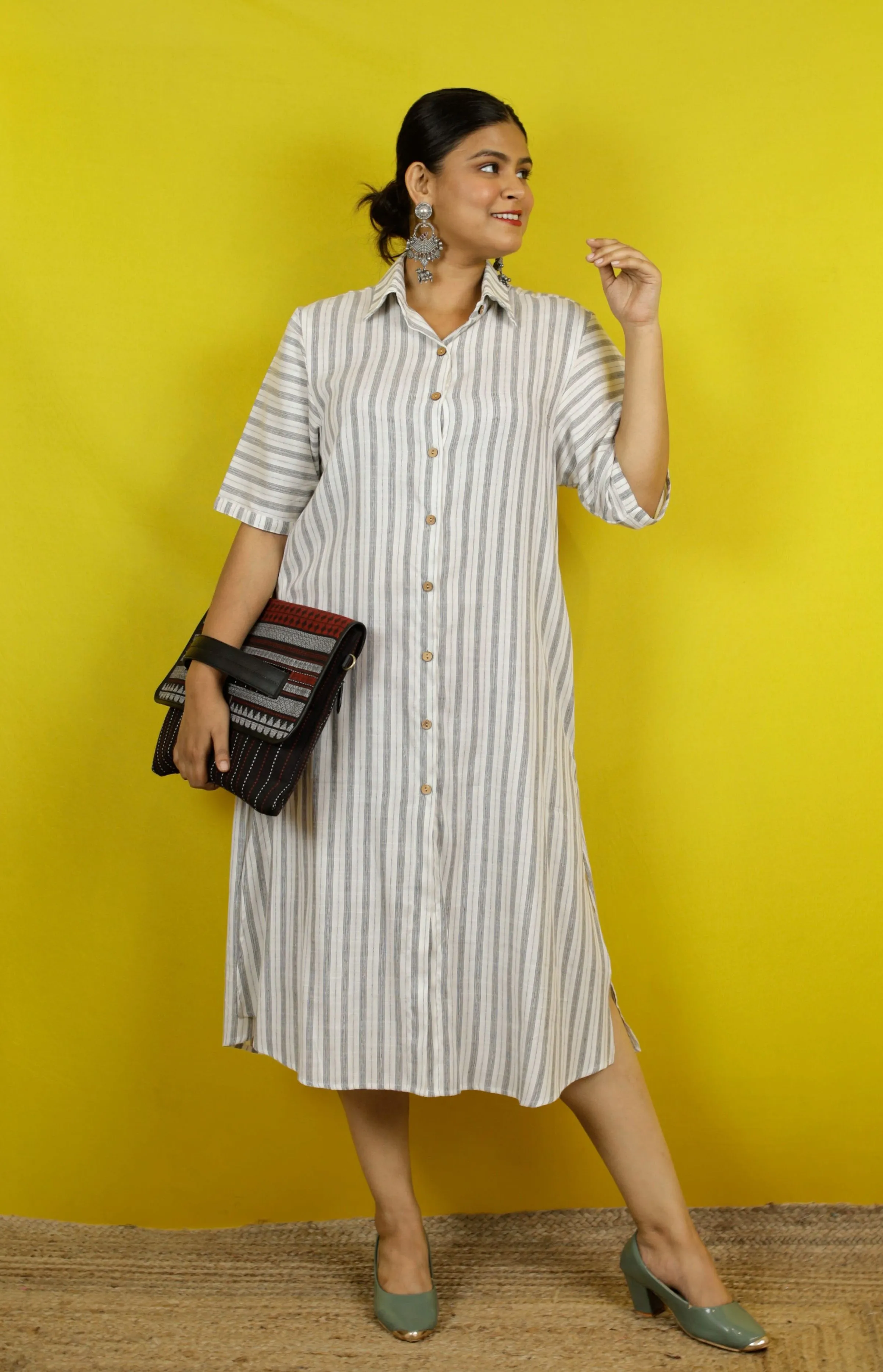 Daisy- White Collar Checked Dress