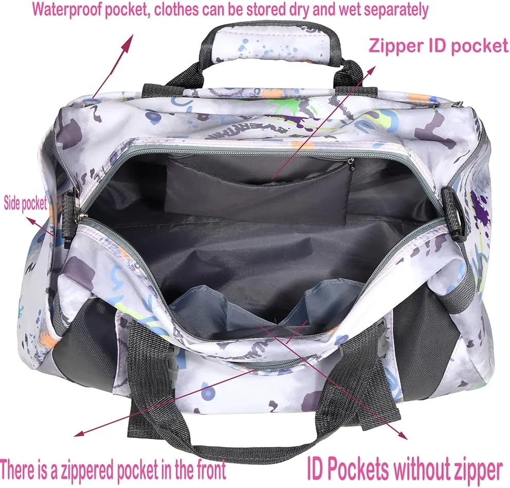 Dance Bag,Dance Bag for Girls, Gym Sport bag for Boys & Girls,Kids Overnighter Duffel Bags(Art pattern, Small)