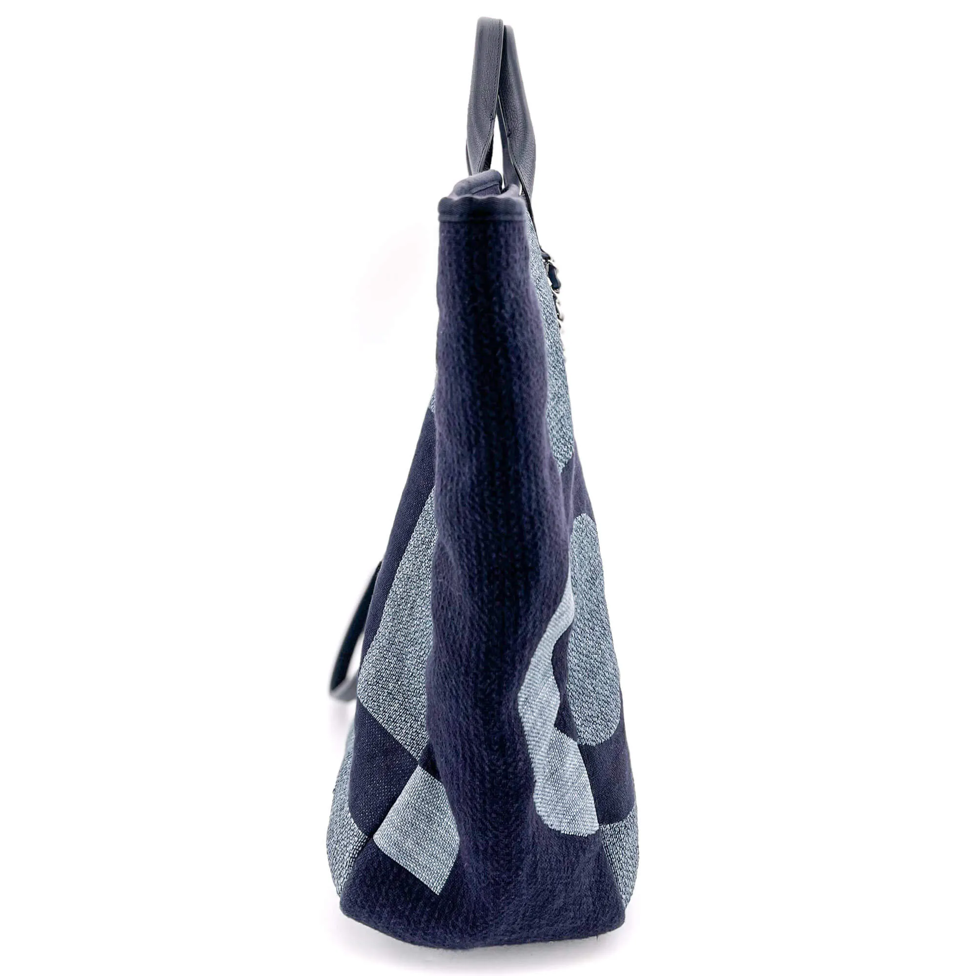 Deauville Shopping Tote Two-Way Raffia Navy Blue