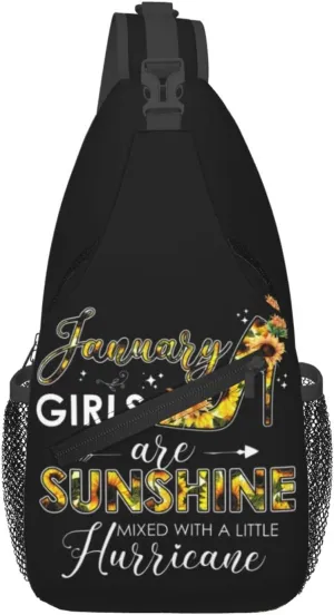 December Womens Are Sunshine Mixed With A Little Hurricane Crossbody Bag Cross Chest Bag Adjustable Sling Backpack Sports Gym Shoulder Bags Travel Cycling Daypack Diagonally Casual Rucksack
