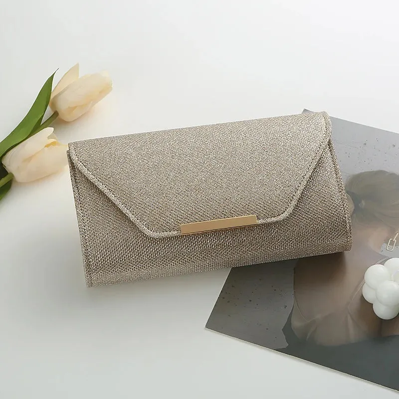Decorative sequin pleated dinner bag Pop metal chain shoulder bag Wedding party storage bag Premium banquet evening dress bag