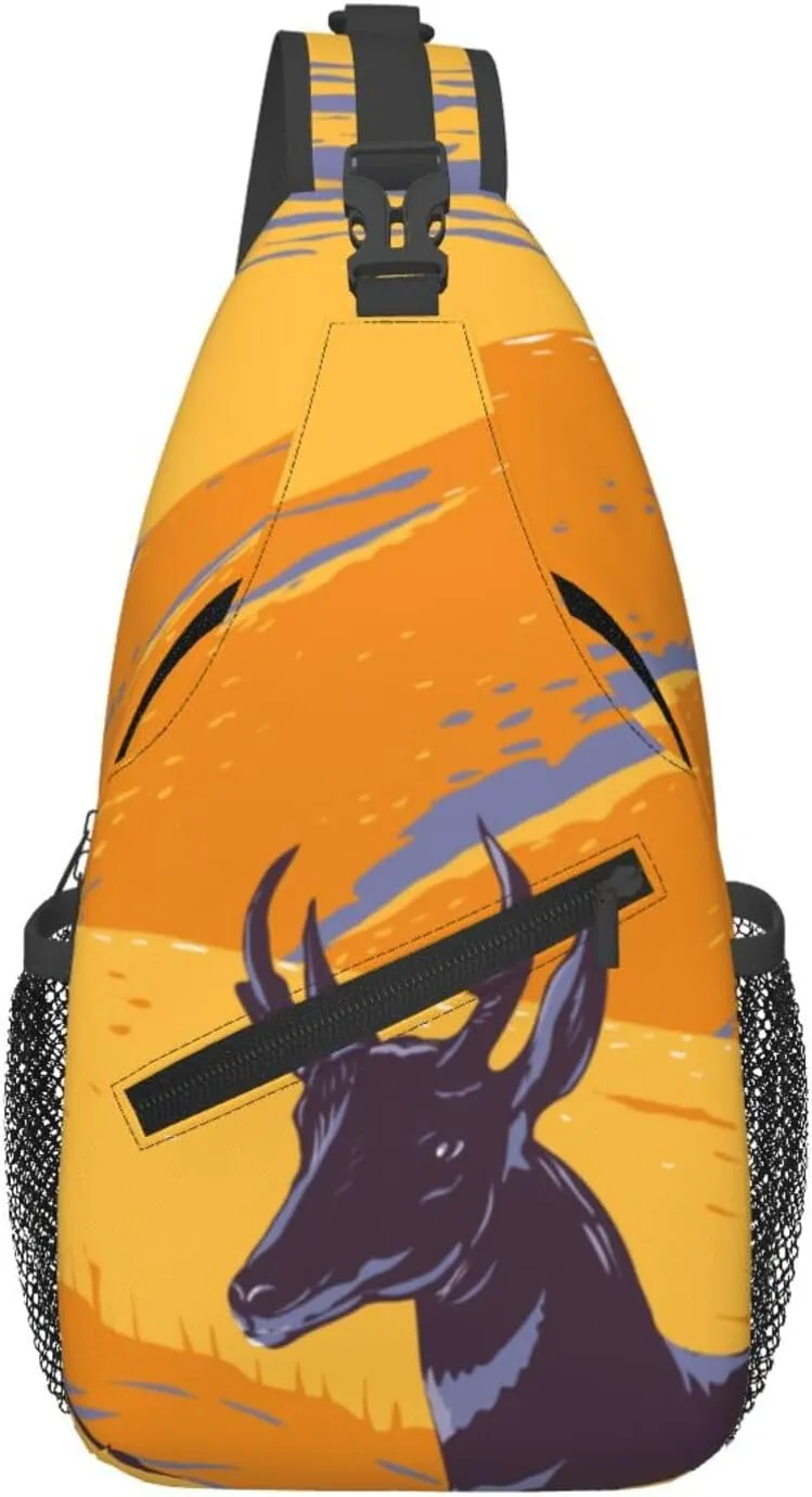 Deer In The Grassland Crossbody Bags For Women Men Chest Backpack Gym Shoulder Bag Travel Outdoor Sports Casual Crossbody Bags