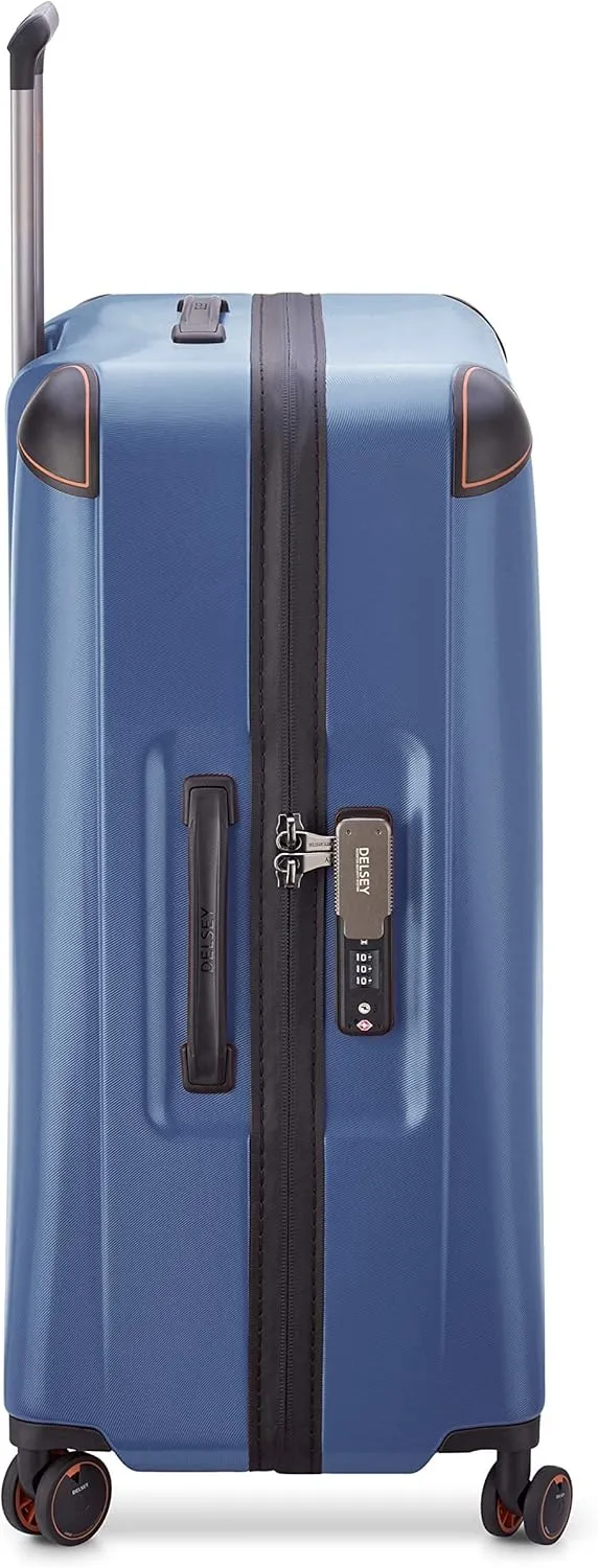 DELSEY PARIS Cactus Hardside Luggage with Spinner Wheels, Navy, Checked-Large 28 Inch