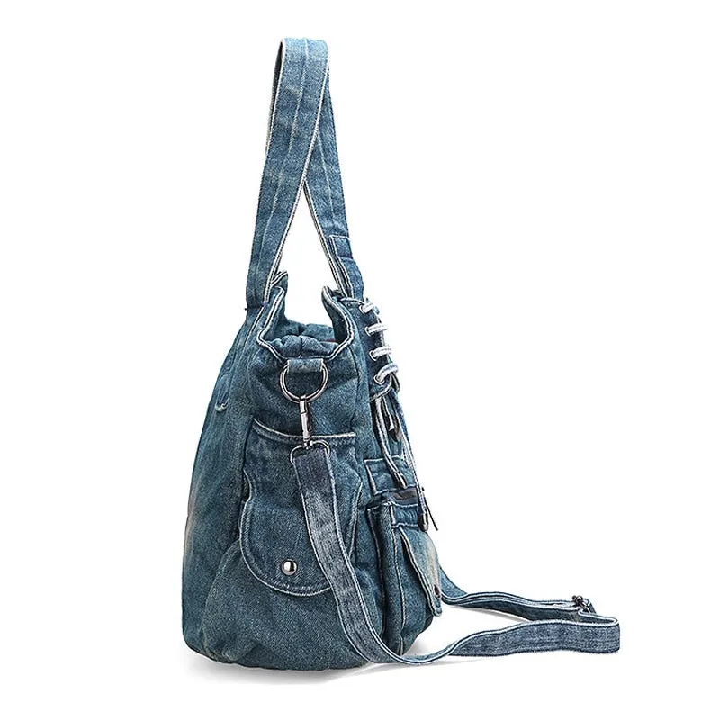 Denim & Black Crossbody Shoulder Bag