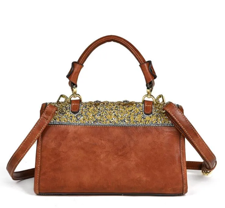Diamond Studded Retro Shoulder Handbag