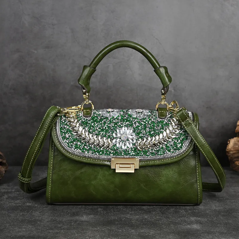 Diamond Studded Retro Shoulder Handbag