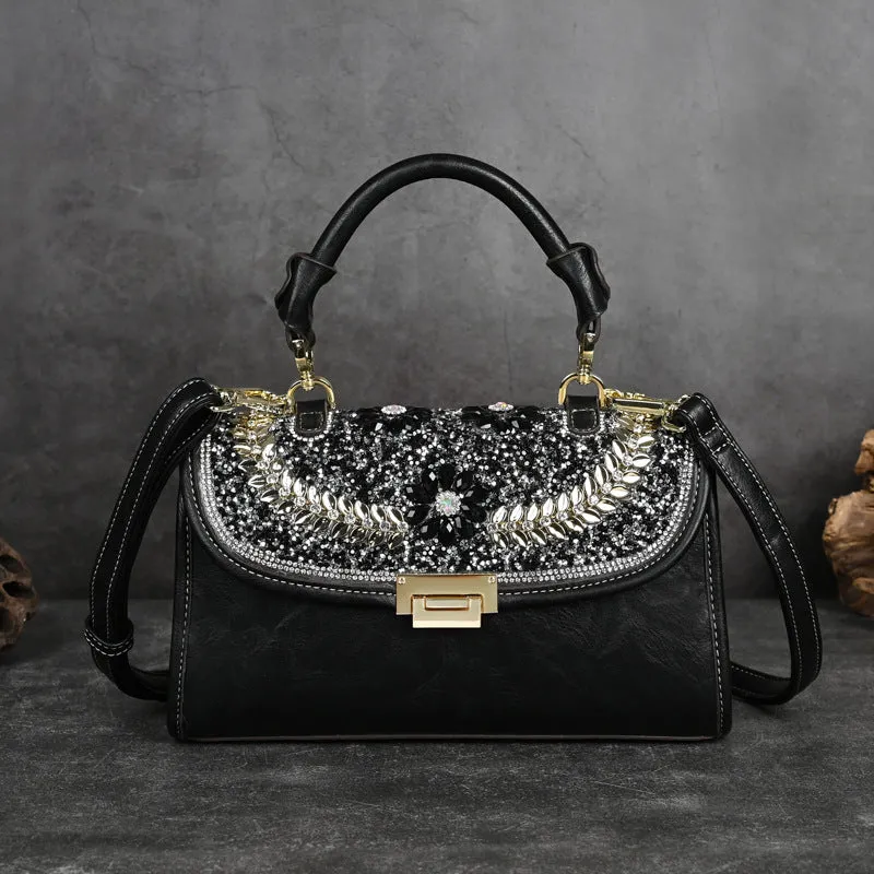Diamond Studded Retro Shoulder Handbag