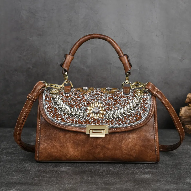 Diamond Studded Retro Shoulder Handbag