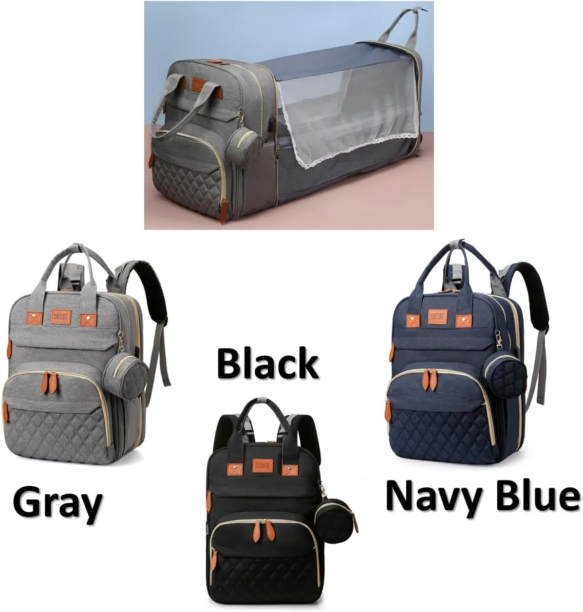 Diaper Bag Backpack, Multifunction Travel Diaper Bags, Mommy Bag, Waterproof, Large Capacity, Stylish and Durable (Backpack-Navy Blue)