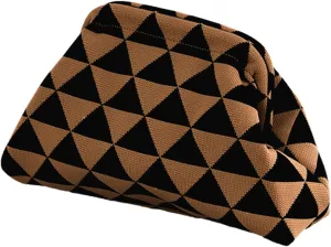 DIHKLCIO Clutch Purses for Women 2025 Summer Beach Woven Crochet Bag Dumpling Striped Ruched Cloud Purse Evening Handbag