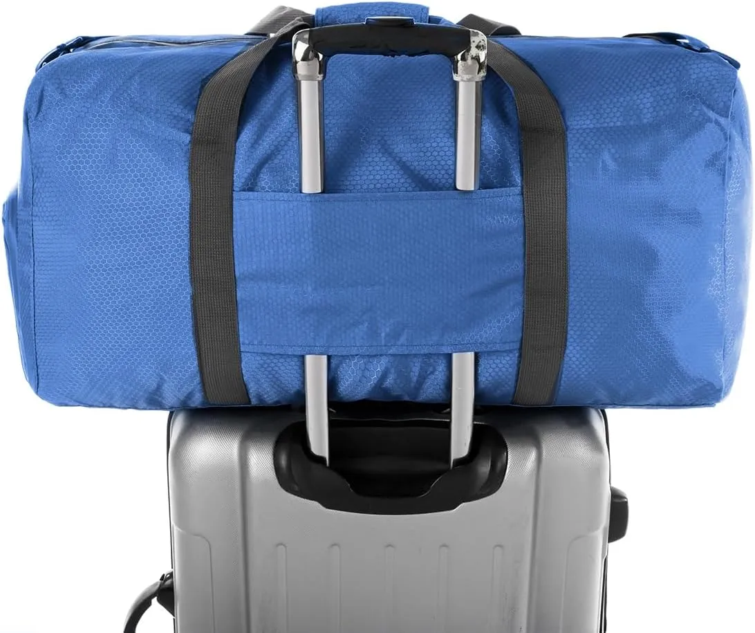 Dimayar Travel Duffle Bag for Men Women - Foldable Duffel Bag with Shoes Compartment - Overnight Bags Waterproof & Tear Resistant(65L,Navy Blue)