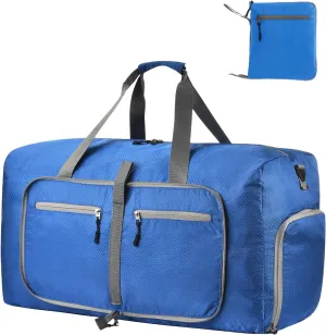 Dimayar Travel Duffle Bag for Men Women - Foldable Duffel Bag with Shoes Compartment - Overnight Bags Waterproof & Tear Resistant(65L,Navy Blue)