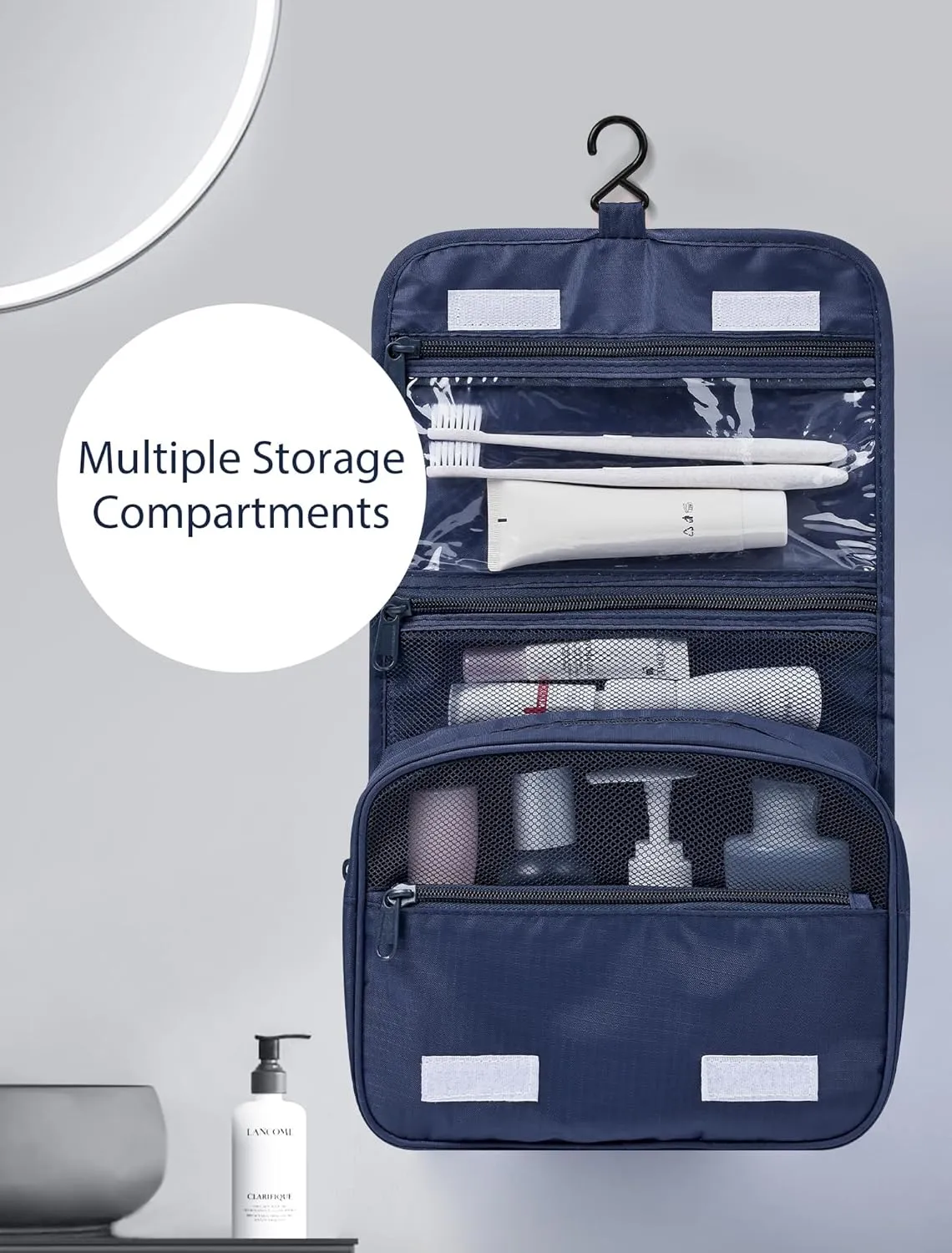 DIMJ Packing Cubes for Travel - 8 Pcs Travel Cubes for Suitcase Lightweight Travel Essential Bag with Large Toiletries Bag for Clothes Shoes Cosmetics Toiletries (Navy Blue)