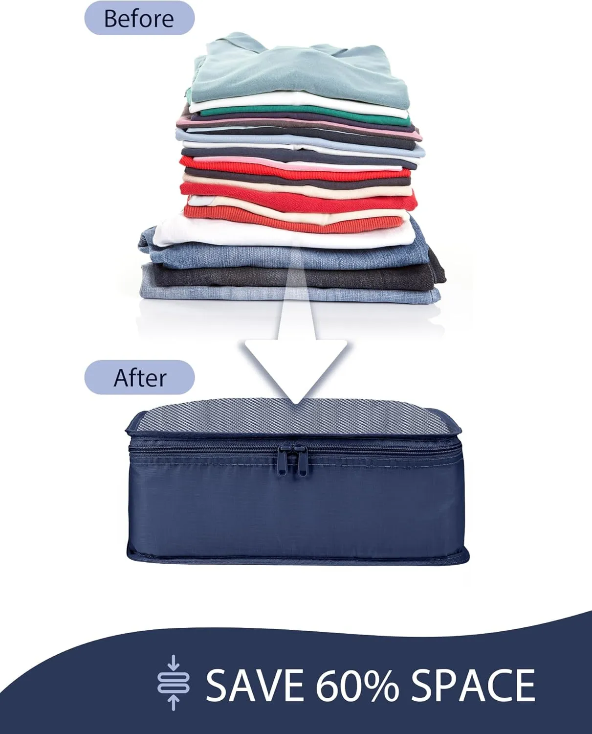 DIMJ Packing Cubes for Travel - 8 Pcs Travel Cubes for Suitcase Lightweight Travel Essential Bag with Large Toiletries Bag for Clothes Shoes Cosmetics Toiletries (Navy Blue)