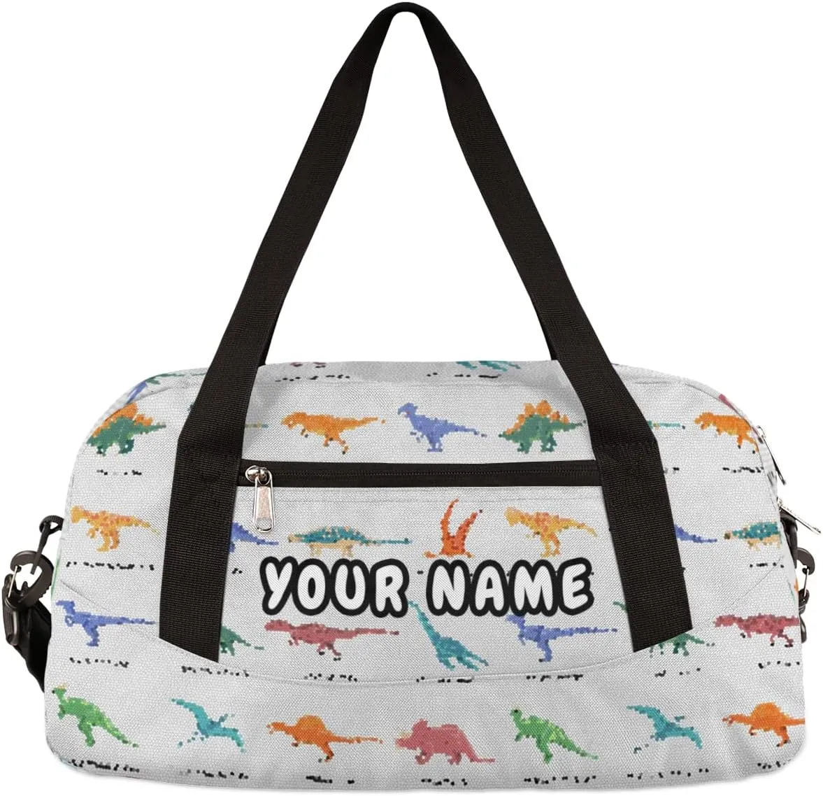 Dinosaur Set Pattern Personalized Kids Duffel Bag for Girls Boys, Dinosaur Debris Custom Dance Bag Overnight Small Duffel Bag Carry On Weekend Sports Travel Bag for School Practice Gymnastics Ballet