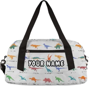 Dinosaur Set Pattern Personalized Kids Duffel Bag for Girls Boys, Dinosaur Debris Custom Dance Bag Overnight Small Duffel Bag Carry On Weekend Sports Travel Bag for School Practice Gymnastics Ballet
