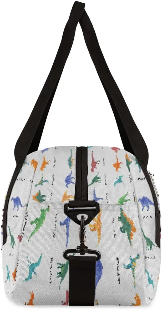Dinosaur Set Pattern Personalized Kids Duffel Bag for Girls Boys, Dinosaur Debris Custom Dance Bag Overnight Small Duffel Bag Carry On Weekend Sports Travel Bag for School Practice Gymnastics Ballet